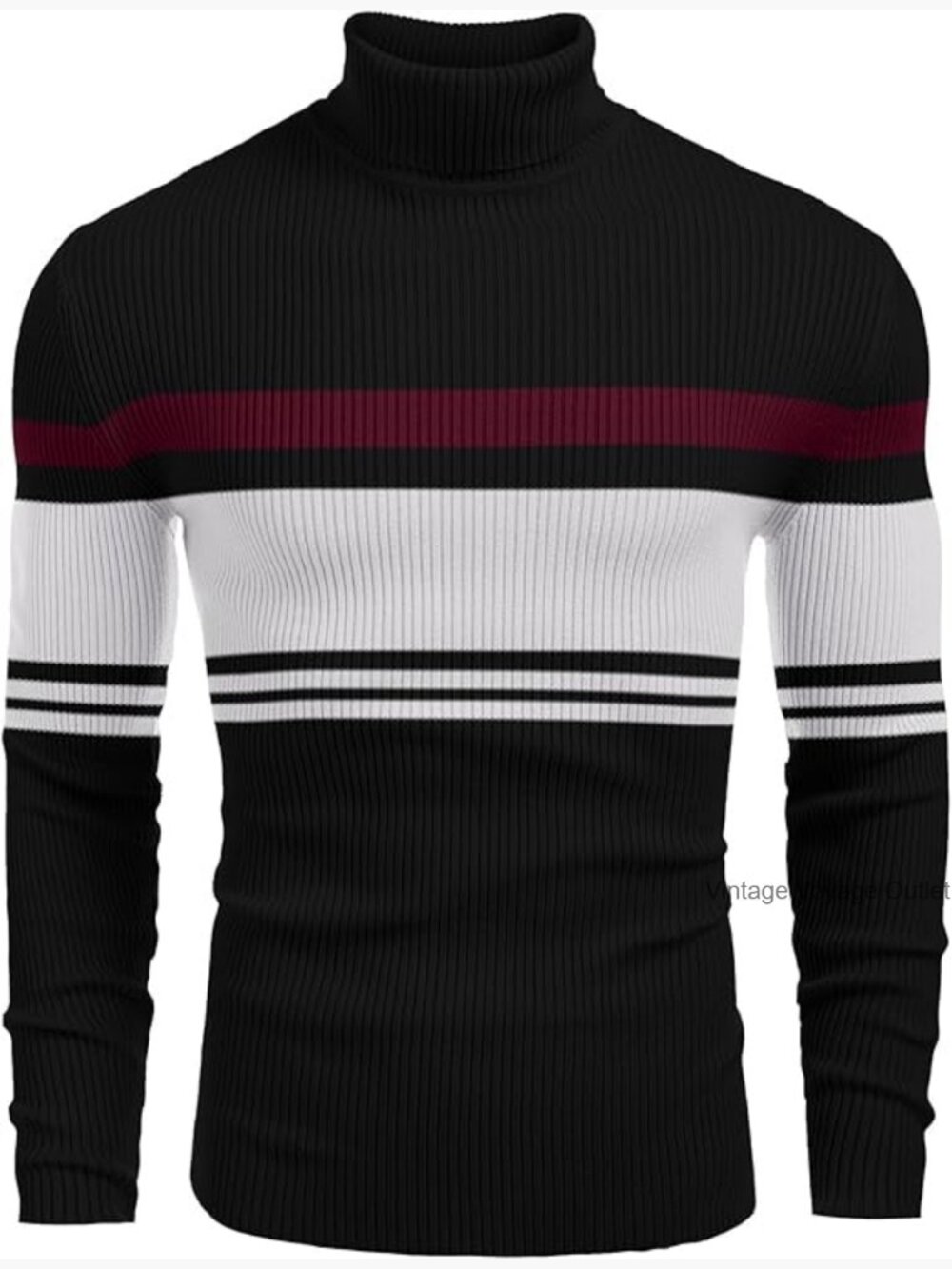 Men's Ribbed Slim Fit Knitted Pullover Turtleneck Sweater